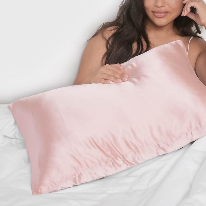 Kitsch Satin Pillowcase, Softer Than Silk Pillow Cases King, Cooling Pillow Covers, Satin Pillowcase with Zipper for Hair, Skin & Quality Sleep, Wrinkle-Free & Smooth, King Size 19"x36", Blush