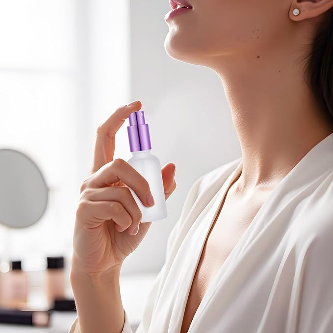 Roshtia 30 Pcs 1 oz/ 30 ml Purple Glass Spray Bottle Refillable Perfume Atomizer Clear Decorative Empty Bottles with Fine Mist Sprayer Pump for Face Body Travel