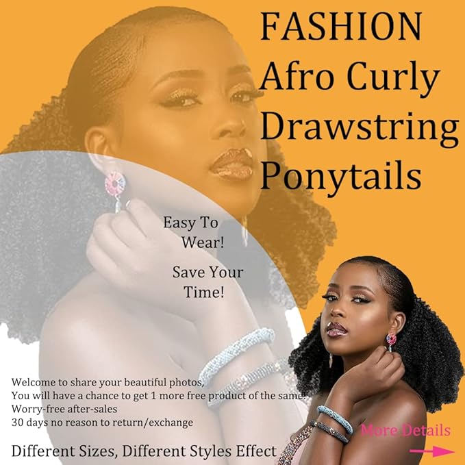 Afro Puff Drawstring Ponytail Human Hair 8a Brazilian Virgin Hair 2 Clip In Natural Kinky Curly Puffs Updo Chignon Buns Extension for Black Women Girls 12 Inch #1B Natural Black