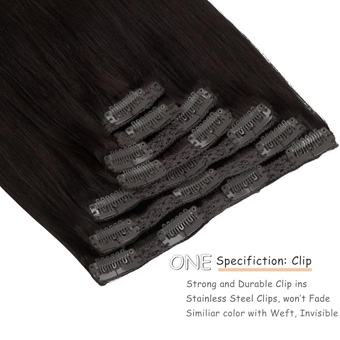 Caliee Brown Hair Extensions Clip in Human Hair Thick Hair Extension Full Head Seamless Double Weft Lace Remy Hair Extensions Clip in Hair Human Hair with 16 Clips 120g 18inch