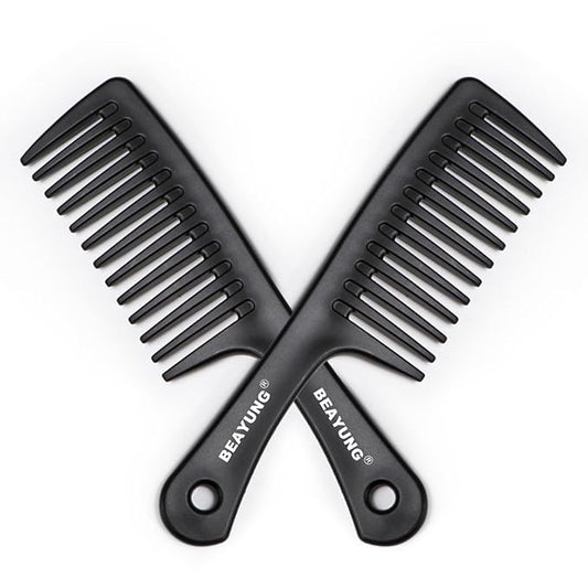 2PCS Large Wide Tooth Comb, Shower Combs, Hair comb for wet curly hair, Durable Hair Brush for Best Styling and Professional Hair Care(2Black)