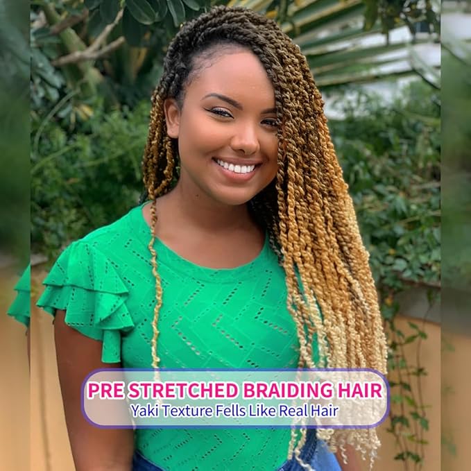 8 Pack Ombre Braiding Hair Pre Stretched - 30" 90G/Pack Premium Pre Stretched Braiding Hair Extensions, Professional Itch Free Hot Water Setting Perm Yaki Prestretched Hair(1B/27/613)