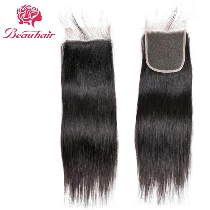 Straight Hair Bundles with Closure(26 26 26+20 Closure)100% Brazilian Straight Virgin Hair 3 Bundles with Lace Closure Free Part Human Hair Extensions Natural Black Color
