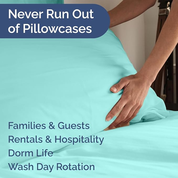 King Pillow Cases Set of 8 - Ultra Soft Hotel Quality Pillowcase Covers - Comfy & Wrinkle Free - Shrink, Stain & Fade Resistant - Easy-Care, Machine Washable Pillow Protectors - 8 Piece Set - Spa Blue