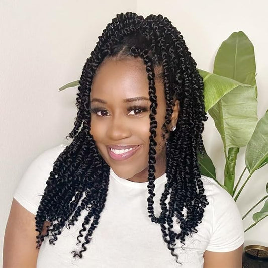 Passion Twist Crochet Hair 14Inch Crochet Passion Twist Crochet Braids for Black Women Passion Twist Hair 8 Packs Pre Twisted Passion Twist hair (1B)