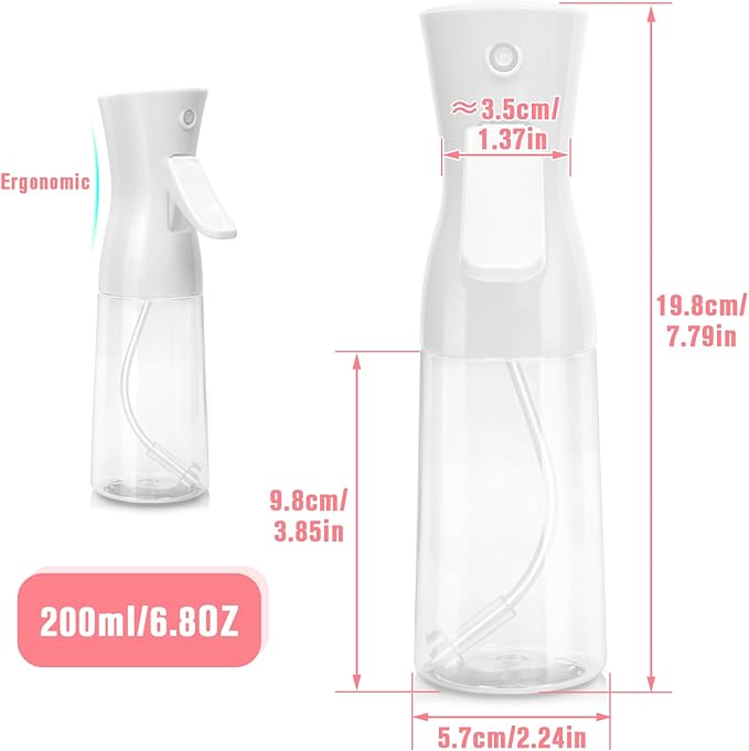 Spray Bottle,Fine Mist Spray for Hair,Ultra-Fine Continuous Spray Bottle for Skincare,Refillable Spray Container,Plant Care,Pet Grooming,Cleaning,Christmas Gift (White)