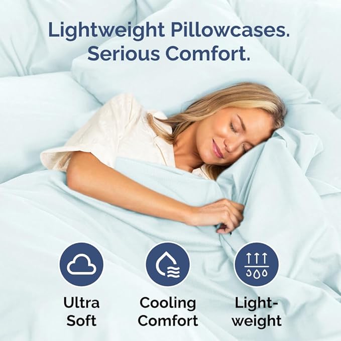 Standard Pillow Cases Set of 2 - Ultra-Soft Hotel Quality Pillowcase Covers - Comfy & Wrinkle Free - Stain & Fade Resistant - Machine Washable Pillow Protectors - 2 Piece Set - Standard Size Ice Blue