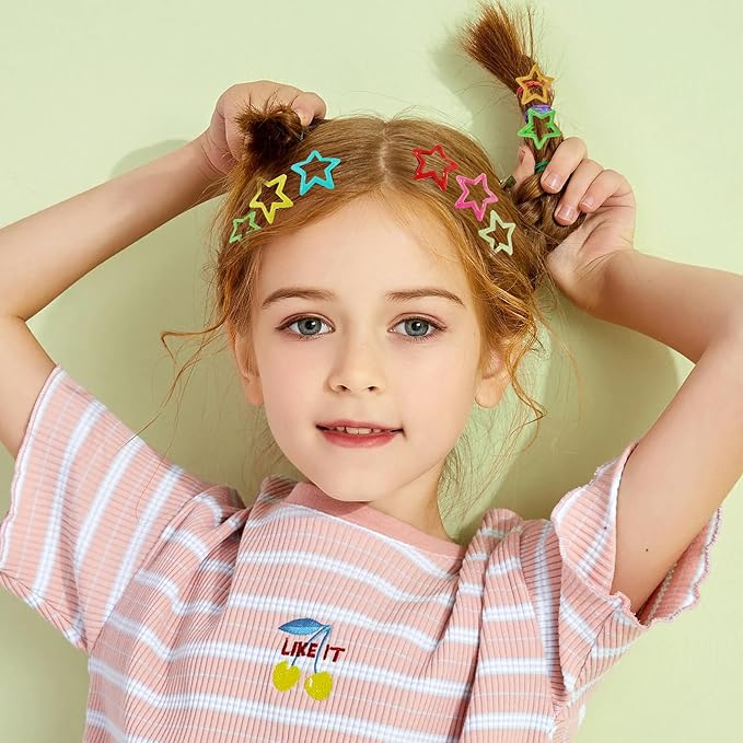 Star Hair Clips Multiple Colors Snap Hair Barrettes Non Slip Star Hair Accessories Metal Hair Clips for Girls Women -30 PCS 1.18"