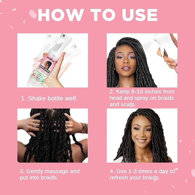 10 fl oz Braid Spray Rose Mint for Dreads, Dreadlocks, Locks Spray Rose Water for Itchy Scalp, Shine & Lightweight for Dull Hair Twists, Cornrows, Box Braids Moisturizer, Rose Water for All Hair Types