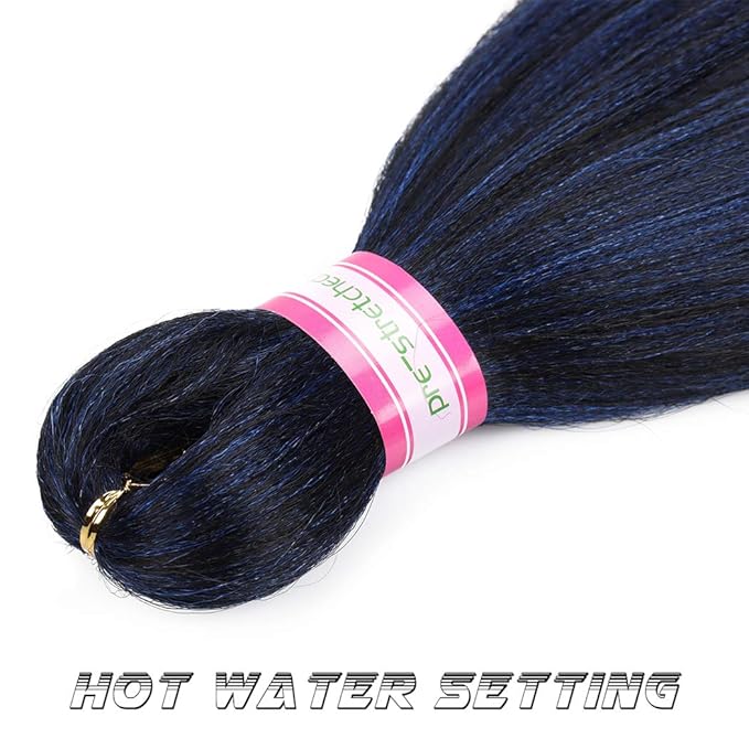 Dorsanee Ombre Blue Braiding Hair Pre Stretched 20 Inch 6 Packs Braiding Hair Extensions for Crochet Box Braids Twists Locs Hair Itch Free Soft Yaki Texture Hot Water Setting (20inch,#1B/Blue)