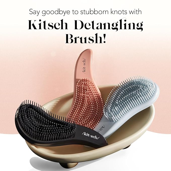 Kitsch Detangler Brush – Gentle Curly Hair Brush with Flexible Bristles for All Hair Types - Wet or Dry | Detangling Hair Brushes for Women & Men, Adults & Kids - Haze Blue