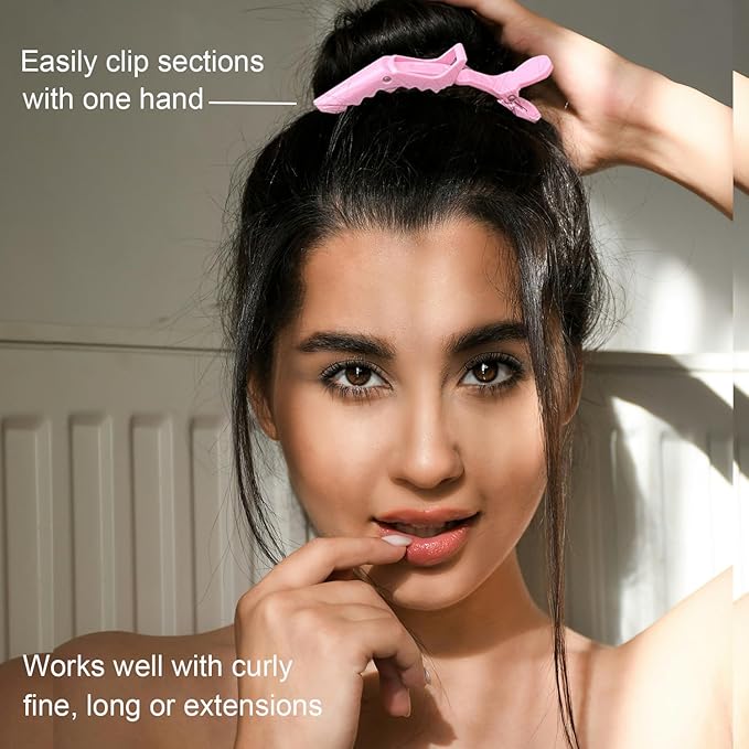30 Pcs Alligator Hair Clip for Styling Sectioning - Salon Hair Clip for Thick Hair, Plastic Hair Styling Clip with Wide Teeth & Double-Hinged Design (Pink)