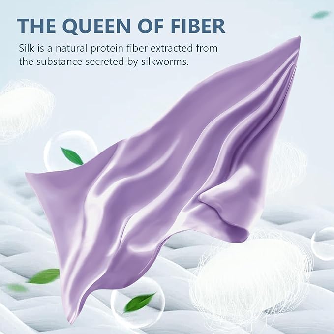 Silk Pillow Cases 2 Pack Queen Size Mulberry Silk Pillowcase Set of 2 for Hair and Skin 30 x 20 Inches 22 Momme Both Side Grade 6A Silk Soft Breathable Cooling with Hidden Zipper, Lavender