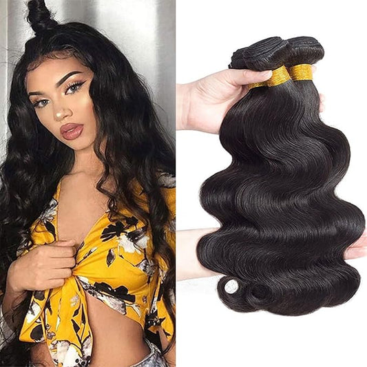 12A Brazilian Virgin Hair Body Wave 3 Bundles 16" 16" 16" 300g Brazilian Remy Virgin Body Wave Human Hair Bundles 100% Unprocessed Virgin Remy Human Hair Weft Bundles Natural Color