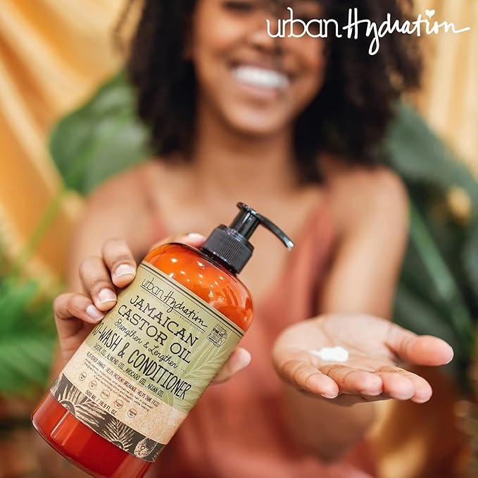 Urban Hydration Jamaican Castor Oil Co-Wash and Conditioner | Sulfate, Paraben and Dye Free, Cleanses, Hydrates and Repairs Damage for Soft, Strong and Shiny Hair, All Hair Types, 16.9 Fl Ounces