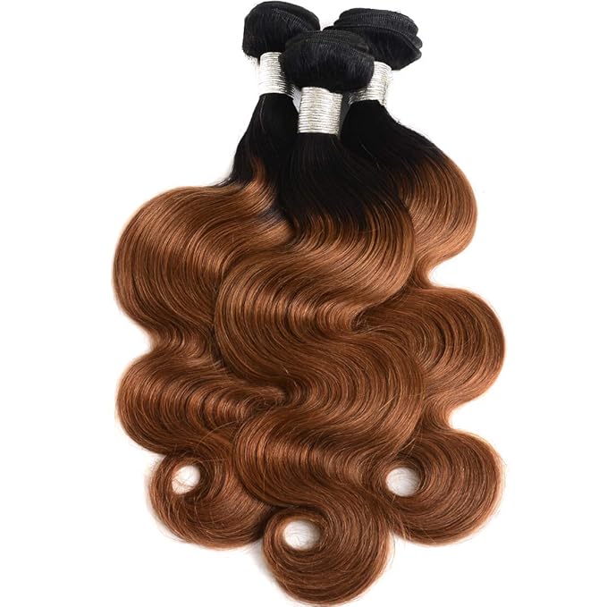 Ombre Human Hair Bundles 1b/30 Brazilian Two Tone Ombre Body Wave One Bundle 18inch 100% Unprocessed Virgin Human Hair Bundles Weaves Extensions for Women