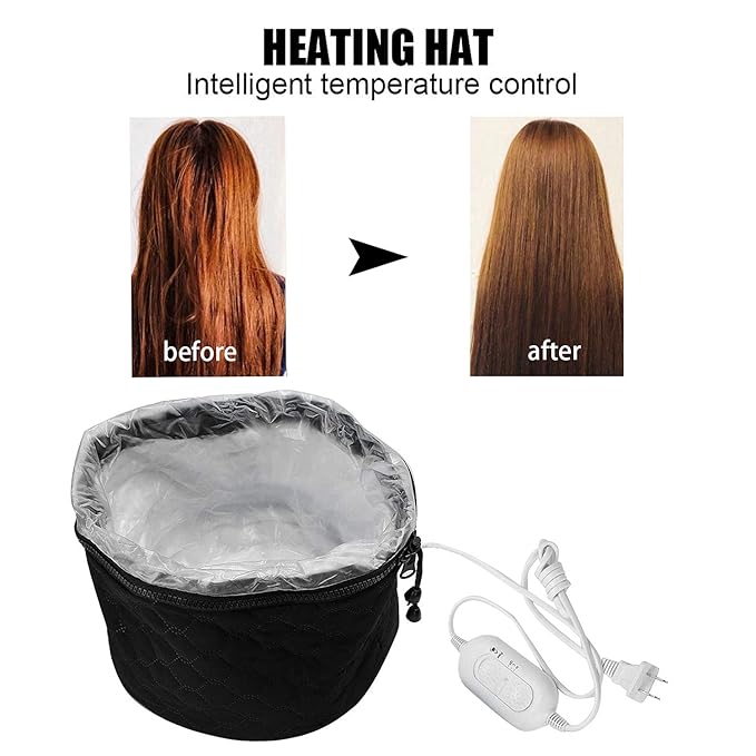 XNX 110V Electric Hair Cap,Hair Care Hat,Home Hair SPA Beauty Cap,Hair Steamer Thermal Heat Cap,Nourishing Hair Hat with 3 Mode Temperature Control Black