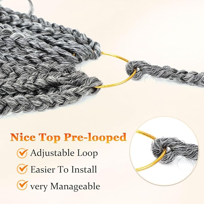 Goddess Box Braids Crochet Hair 10 Inch Boho Crochet Box Braid, 9 Packs Boho Box Braids Crochet Hair For Black Women Pre Looped Box Braids Crochet Hair (10Inch 9 Packs,TGrey)