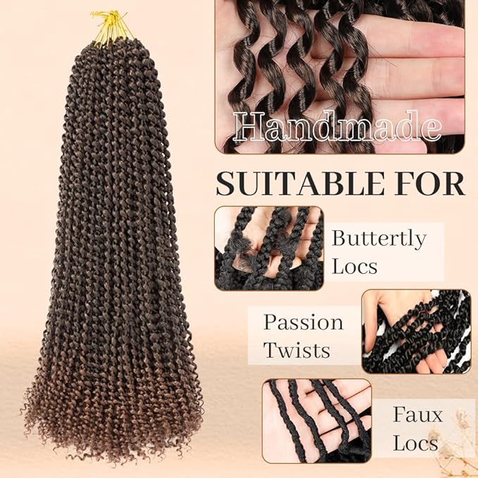8 Packs Passion Twist Hair 30 Inch Passion Twist Crochet Hair For Black Women Water Wave Crochet Braiding Hair Extensions (30 Inch, 1B/30)
