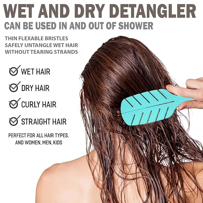 Detangler Brush by Fiora Naturals - 100% Bio-Friendly Detangling brush w/Ultra-Soft Bristles - Glide Through Tangles with Ease - For Curly, Fine, Black Natural, Women, Men, Kids - Dry and Wet Hair