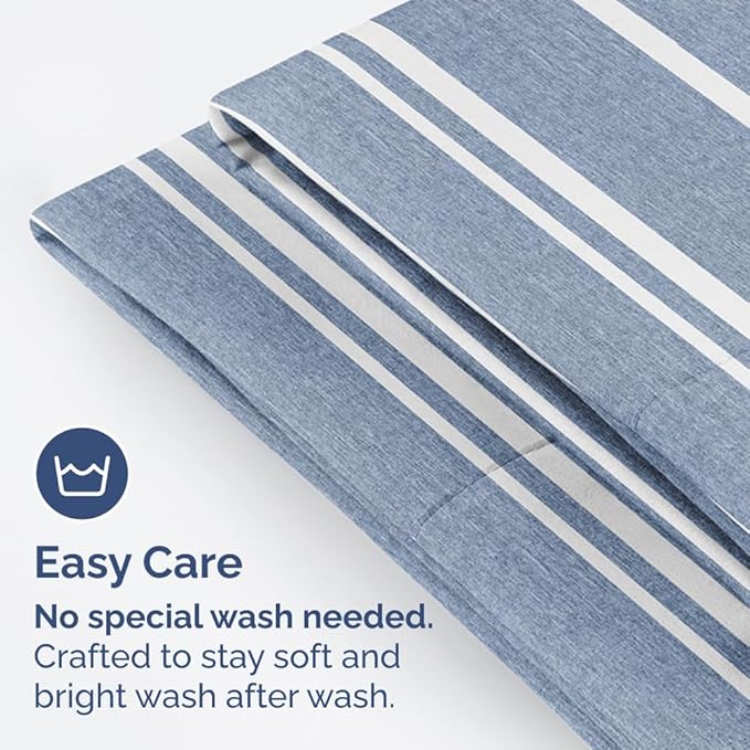 King Pillow Cases Set of 2 - Ultra Soft Hotel Quality Pillowcase Covers - Comfy, Cozy & Wrinkle Free - Shrinkage and Fade Resistant - Machine Washable Pillow Protectors - 2 Piece Set - Blue Stripes 3