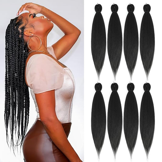 Pre-stretched Braiding Hair - 12 Inch 8 Packs Dark Brown Braiding Hair For Twist or Box Braids, Yaki Texture Hot Water Setting Synthetic Short Braiding Hair Extensions (12 Inch, #2-8P)