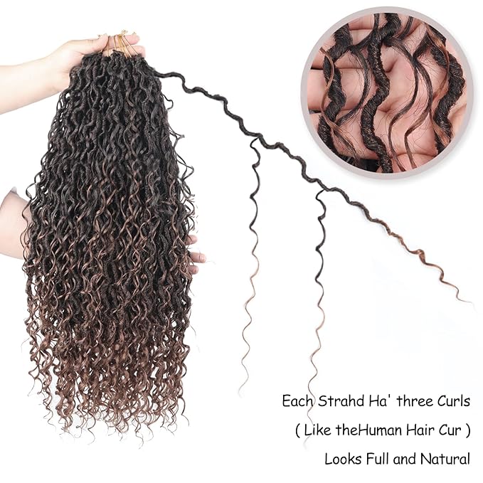 Goddess Locs Crochet Hair 22 Inch 9 Packs Synthetic Faux Locs Crochet Hair for Black Women, River Locs Hair Extensions Style Pre looped Crochet Locs with Curly Ends