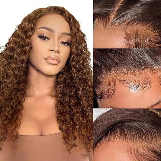 26 Inch Chocolate Brown Lace Front Wig Human Hair 200 Density 13x6 HD Deep Wave Lace Front Wigs Human Hair Colored Deep Curly Lace Frontal Wigs Glueless Wig Brown Wig Wigs for Women