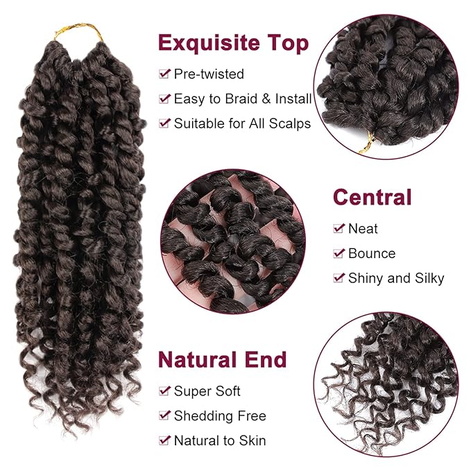 Passion Twist Hair - 8 Packs 6 Inch Passion Twist Crochet Hair For Black Women, Crochet Pretwisted Curly Hair Passion Twists Synthetic Braiding Hair Extensions(6 Inch 8 Packs, #4)