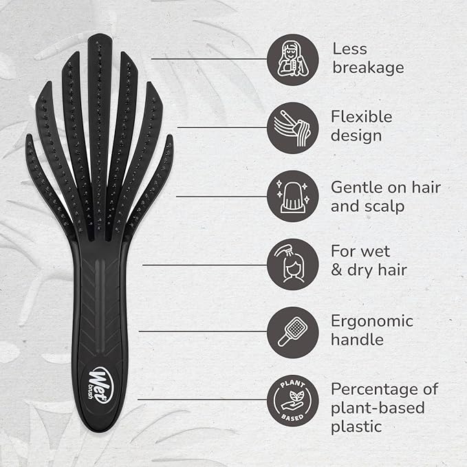 Wet Brush Go Green Curl Detangler Hair Brush, Black, Ultra-Soft IntelliFlex Detangling Bristles Glide Through Tangles with Ease, Great For Curls, No Split Ends & Pain-Free for Wet or Dry Hair