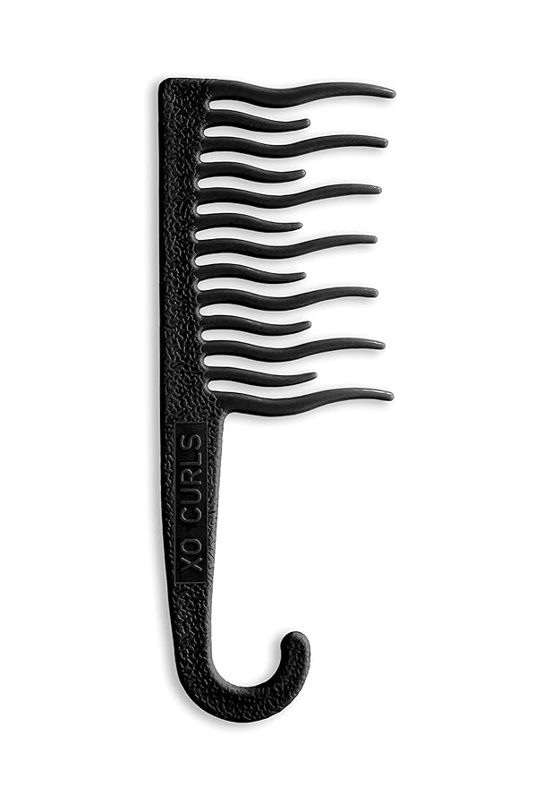 XO Curls Shower detangling hair comb, Wide tooth comb, Comb with hook for easy hanging in shower, Gentle on Scalp, Hair comb for with curly & wavy hair