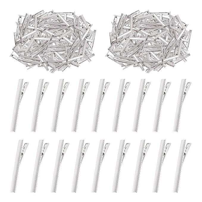 Swpeet 200Pcs 2.6inch - 6.5cm Alligator Hair Clips Kit, Perfect for Metal Duck Bill Hair Clips Flat Top Single Prong Hairpins for Hair Styling DIY Accessories