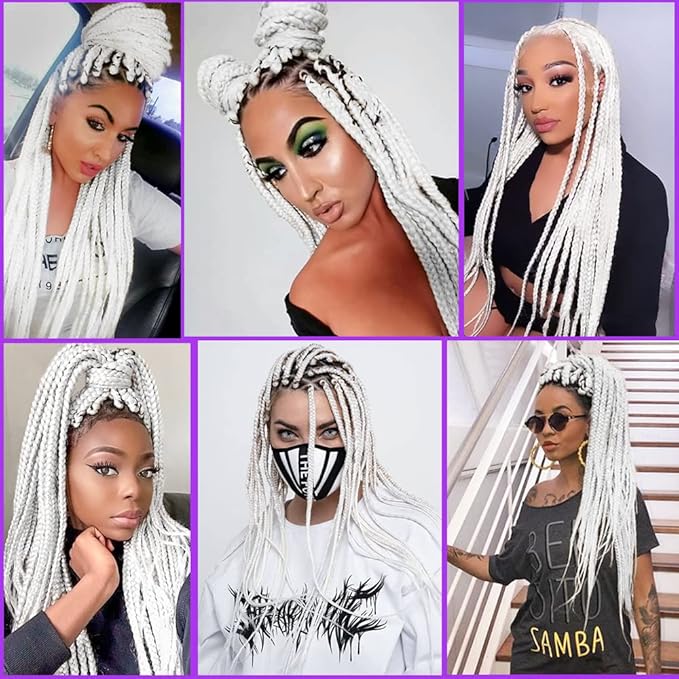 AQINBEL White Braiding Hair 8 Bundles/Pack 26" Braiding Hair Pre Stretched Itch Free Crochet Twist Braids Hair Yaki Texture Hair for Braiding Extensions for Women (White)