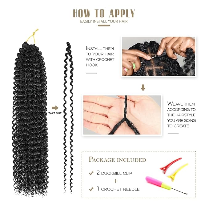 Dansama Passion Twist Hair Water Wave Braiding Hair for Butterfly Style Crochet Braids Bohemian Hair Extensions (14inch (Pack of 7), #1B)