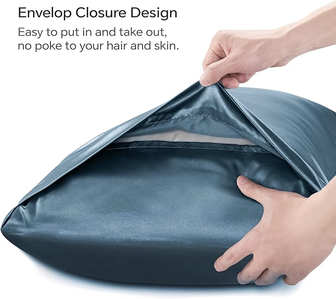 BEDELITE Satin Body Pillow Cover, Super Soft and Cooling Body Pillow Pillowcase for Hair and Skin, Breathable Silky Full Long Pillowcase Cover(20"x54", Bluesteel)