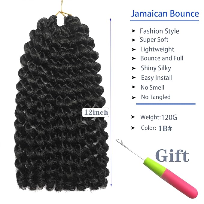 12Inch Jamaican Bounce Crochet Hair 3 Packs 2X Ringlet Wand Curl Crochet Hair Synthetic Curly Crochet Hair Extensions Medium Shoulder Length Long Crochet Braiding Hair 20 Roots