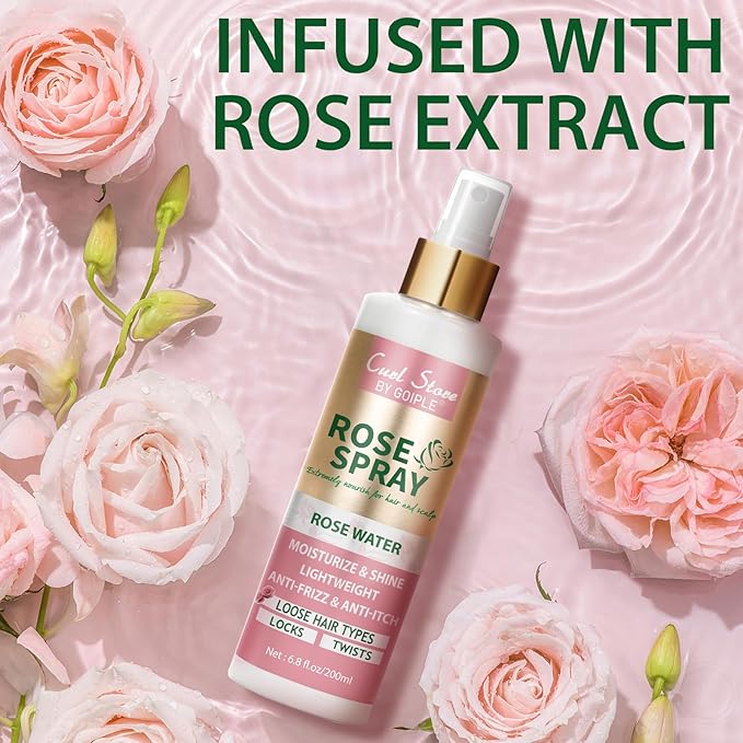 6.8Fl.oz Rose Water Hair Spray for Scalp Moisturizing, Natural Loc Gel for Retwist, Rosewater for Hair Refreshing