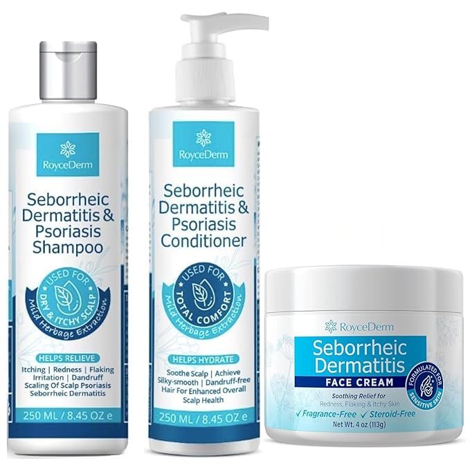 Roycederm Seborrheic Dermatitis & Psoriasis Face Cream – Steroid-Free Moisturizer for Redness, Flaking & Sensitive Skin – Face, Scalp & Body Daily Relief – Fragrance-Free, Non-Greasy, 4 oz