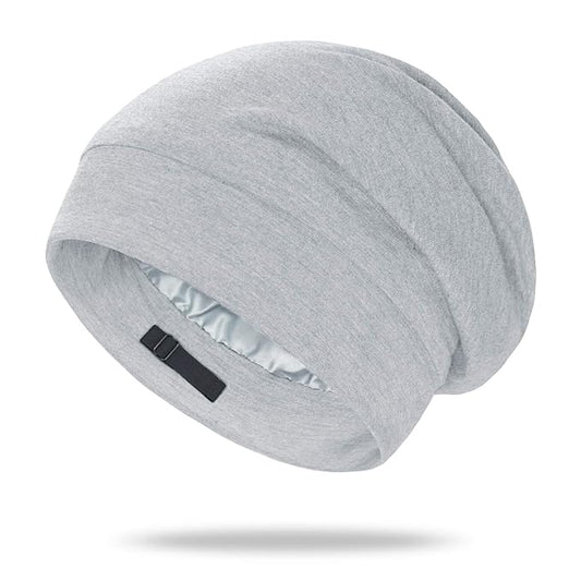 OLESILK 100% Mulberry Silk Bonnet for Sleeping Women, Silk Hair Wrap for Sleeping, Silk Sleep Bonnet for Women&Men, Real Silk, Not Satin, Light Grey