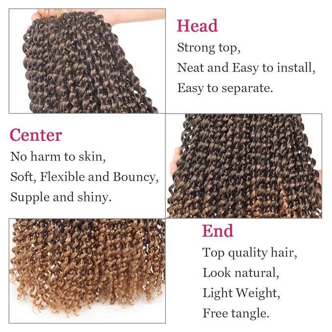 Leeven 24 Inch Long Passion Twist Hair Ombre Blonde Water Wave Braiding Hair for Butterfly Locs 7 Packs Hot Water Setting Synthetic Passion Twists Crochet Braids Hair for Women (18 Strands/Pack,T27#)