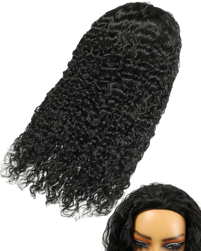BEEOS Curly Half Wig Human Hair, 180% Density 3 In 1 Drawstring Glueless Wigs for Women, Seamless Flip Over Non-Slip True to Length 22 Inch
