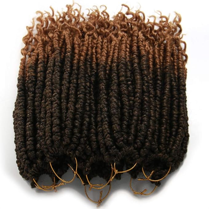 8 pcs/Pack Ombre Crochet Curly Wave Senegalese Twist Hair Extension For Women 12 Roots/Pcs Synthetic Fluffy 12 Inch Spring Twist Crochet Braiding Hair (12 Inch (Pack of 8),1B/27#)