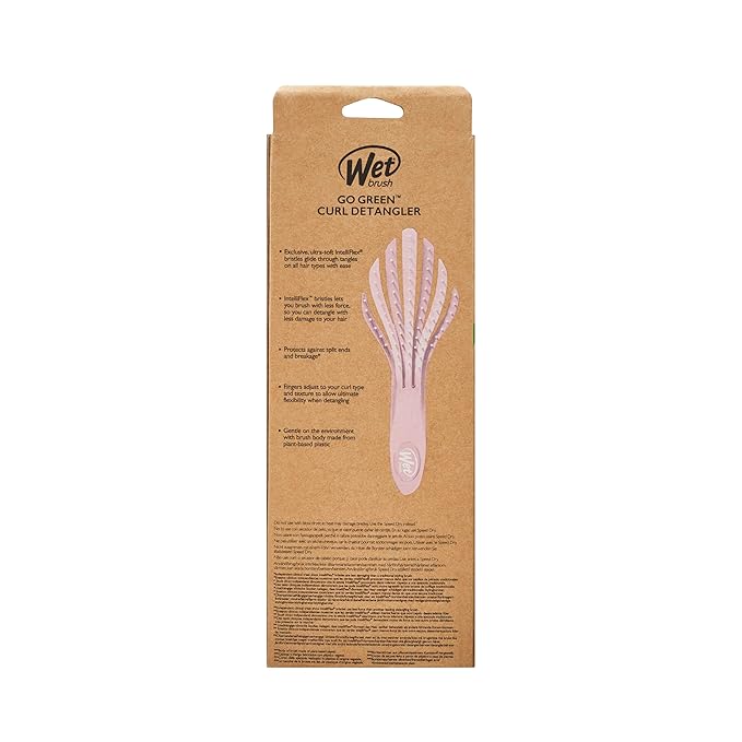 Wet Brush Go Green Curl Detangler Hair Brush, Pale Pink, Ultra-Soft IntelliFlex Detangling Bristles Glide Through Tangles with Ease, Great For Curls, No Split Ends & Pain-Free for Wet or Dry Hair