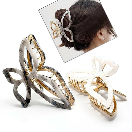 Large Butterfly Hair Claw Clip for Women - Secure Hold Metal Hair Clips for Thick Hair - Elegant Butterfly Design Hair Accessories for Styling (4.33 Inch, Multiple Colors)