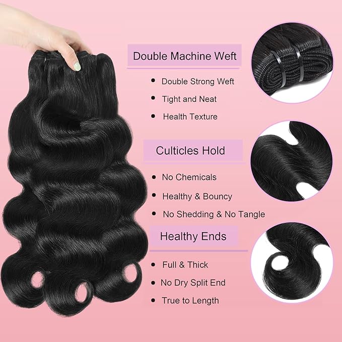 12A Human Hair Bundles with Closure 26 28 30+22 Inch Brazilian Body Wave Bundles Human Hair 100% Unprocessed Virgin 3 Bundle Deals with 5x5 HD Lace Closure