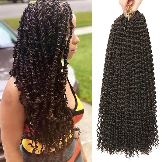 Ubeleco 18 Inch Passion Twist Hair, Water Wave Crochet Hair Passion Twist Crochet Hair for Women Long Bohemian Synthetic Curly Braiding Hair Extensions Passion Twists Braiding Hair (7pcs,#4)