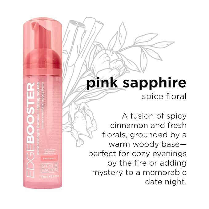 Style Factor EDGE BOOSTER Extra Strength Setting Mousse Travel Size – Frizz Control, Extra Volume, and Conditioning – 2.5oz Pink Sapphire Mousse for Curly Hair