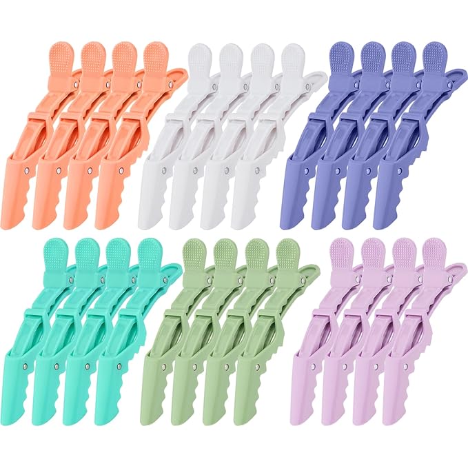 Ondder Colorful Alligator Sectioning Hair Clips, 24 Pack Large Hair Styling Accessories for Coloring, Cutting, and Salon Use - Women, Men, and Teens