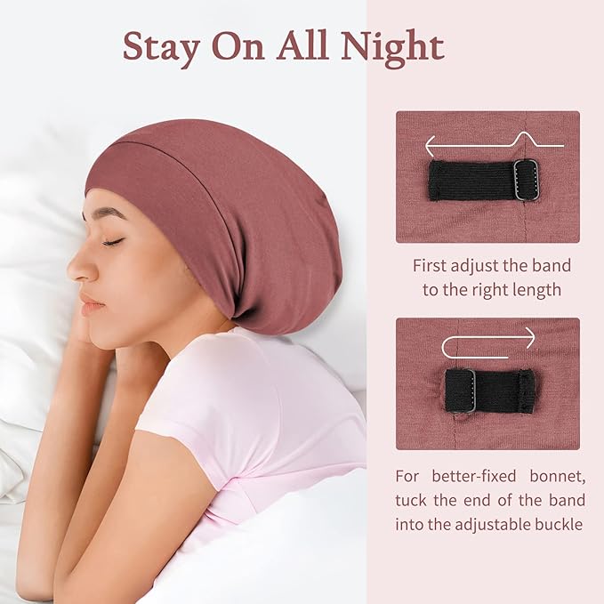 OLESILK 100% Mulberry Silk Bonnet for Sleeping Women, Silk Hair Wrap for Sleeping, Silk Sleep Bonnet for Women&Men, Real Silk, Not Satin, Reddish Brown