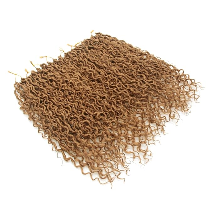 8Packs Goddess Locs Crochet Hair 18Inch Boho Faux Locs,Crochet Loc With Curly Ends River Hippie Bohemian Loc Crochet Hair for Black Women(27#, 18inch(Pack of 8))